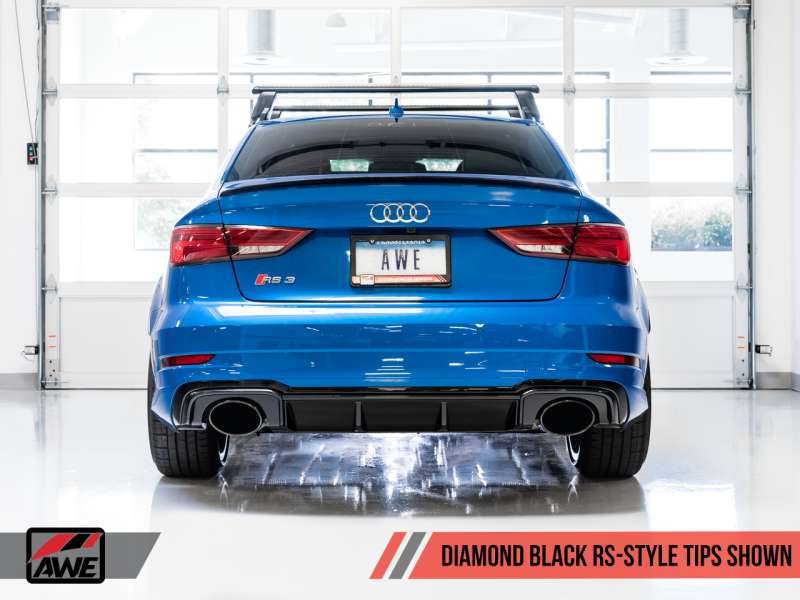 AWE Tuning 17-19 Audi RS3 8V Track Edition Exhaust - Diamond Black Tips RS-Style Tips